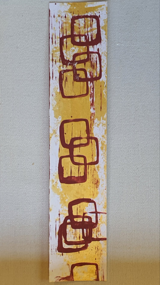 Hand painted bookmark with squares print.